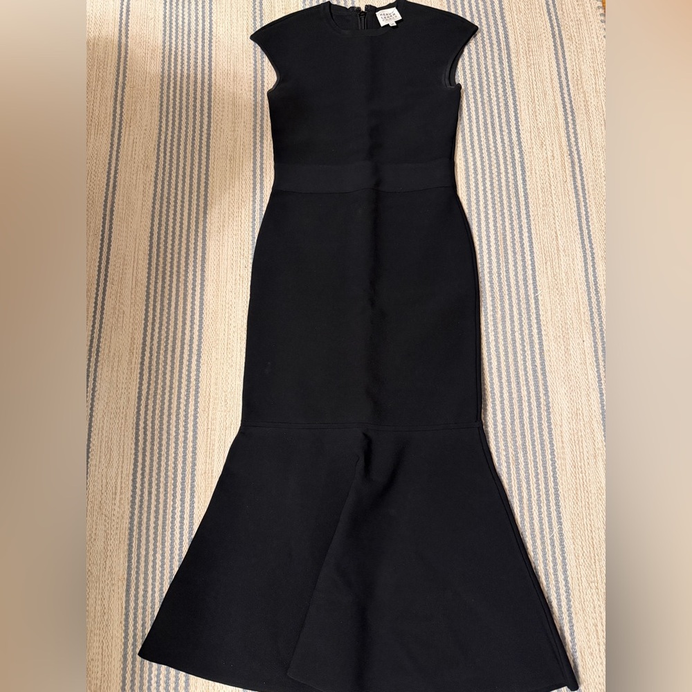 Herve leger women’s black Milano cap sleeve fit-flare dress